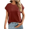 thumbnail image 2 of YUGYXL Women's Textured Short Sleeve Tees Cup Sleeve Tshirts Summer Lightweight Business Tops Holiday Shirts with Pocket Wine XXL, 2 of 7