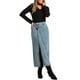 thumbnail image 2 of Falda de mezclilla larga con cremallera frontal y abertura para mujer INSPIRE CHIC, con bolsillos, color azul M, 2 of 6