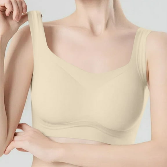 Bras under $5! Cagogo Women Wirefree Seamless Bra Push Up Full Coverage Adjustable Straps Everyday Bras No Underwire Wireless Back Smoothing Large Bust Bralettes Tshirt Bra
