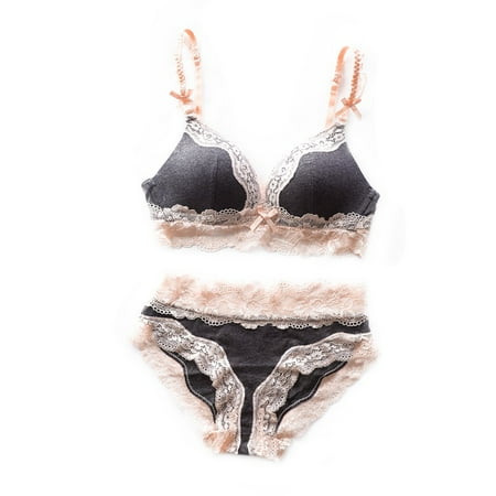 

4Colors French Triangle Cup Bra Set Comfortable Breathable Thin Cup Sexy Girl Without Steel Ring Underwear Y5