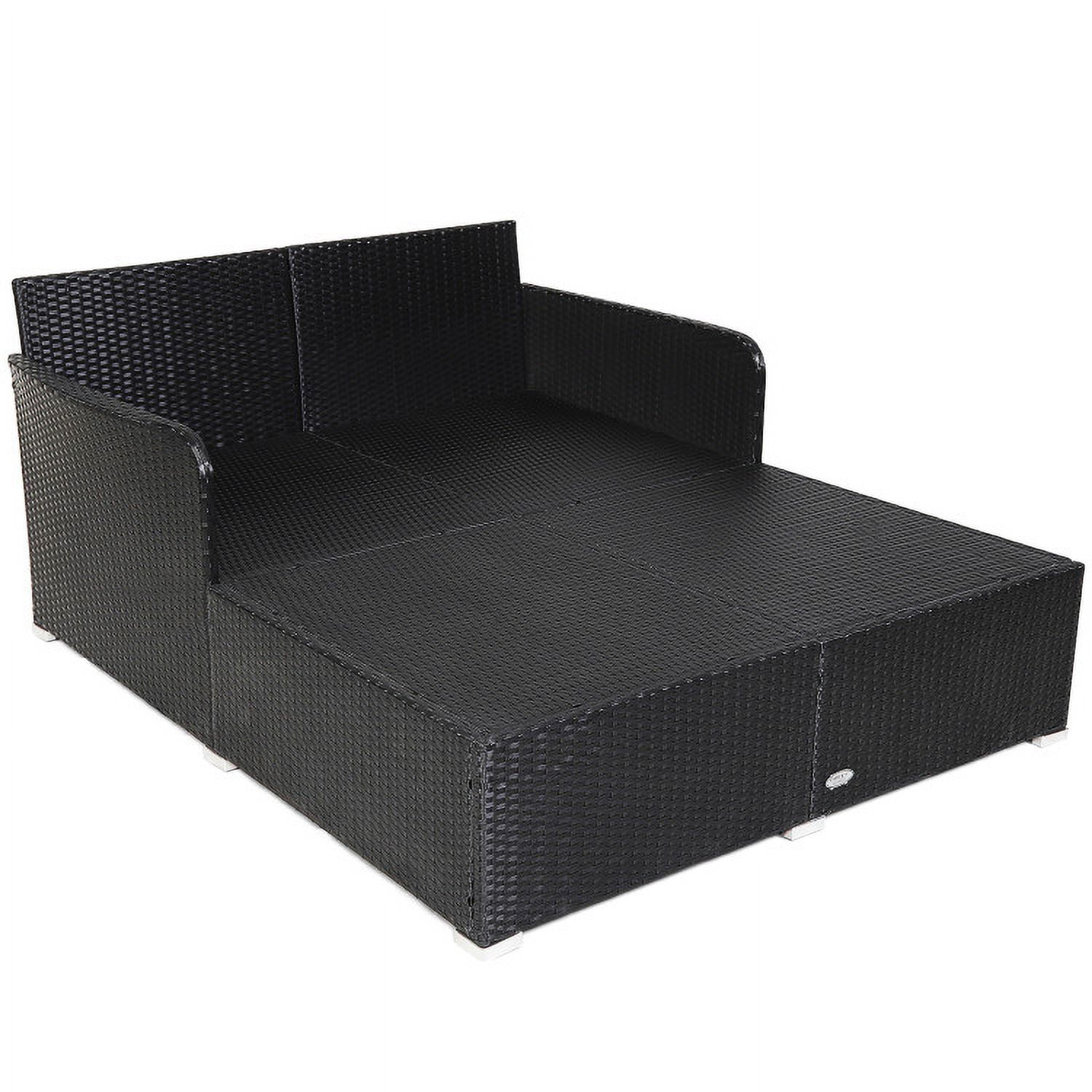 Aimee Lii Spacious Outdoor Rattan Daybed with Upholstered Cushions and Pillows, Outdoor Deck Furniture, Gray Aimee Lii Spacious Outdoor Rattan Daybed with Upholstered Cushions and Pillows, Outdoor Deck Furniture, Gray