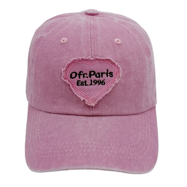 Gorra de béisbol lisa de algodón con parche bordado en forma de corazón deshilachado