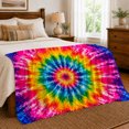 thumbnail image 6 of YShenghong Vibrant Radial Rainbow Tie Dye Explosion Printed Flannel Blanket, 6 of 7