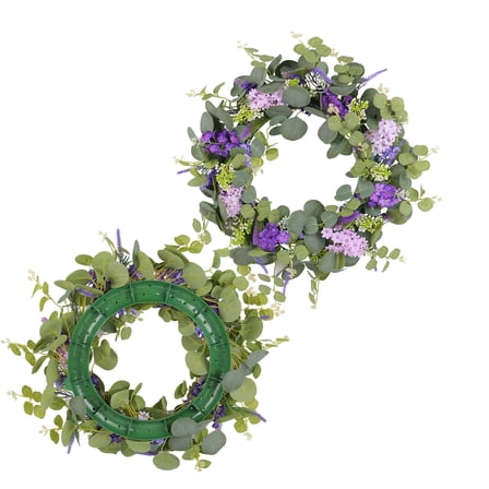 Purpler Flower Wreath Artificial Spring Wreath Front Door Wreath for Door Garden Holiday Wedding Decorations