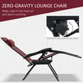thumbnail image 3 of Outsunny Zero Gravity Chair Set with Side Table, Adjustable & Folding Reclining Lounge Chairs, Anti-Gravity Chairs with Cupholders & Pillows, Red, 3 of 9