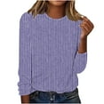 thumbnail image 3 of DDAPJ pyju Womens Long Sleeve Striped Shirt Fall Casual T-shirts Lightweight Crewneck Pullover Tops Ofertas de la semana Purple S, 3 of 5