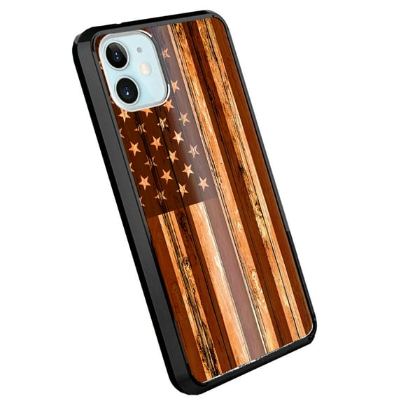 DALUX Ultra Slim PC-TPU Phone Case Compatible with Iphone 12 Pro Max (6.7 in) - Brown US Flag Print