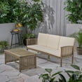thumbnail image 2 of Tucson Outdoor Acacia Wood Sofa and Coffee Table Set, Gray and Cream, 2 of 12