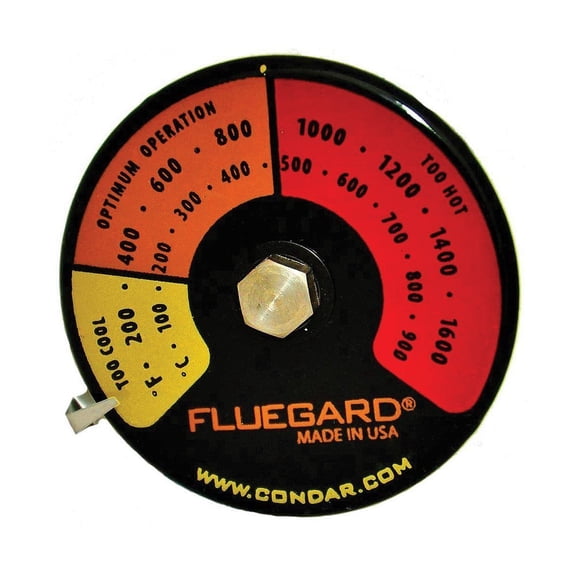 Condar FlueGard Magnetic Stove Pipe Thermometer Flue Temperature Gauge for Wood Stoves, Monitors Safe Burning Range & Prevents Creosote Build-Up