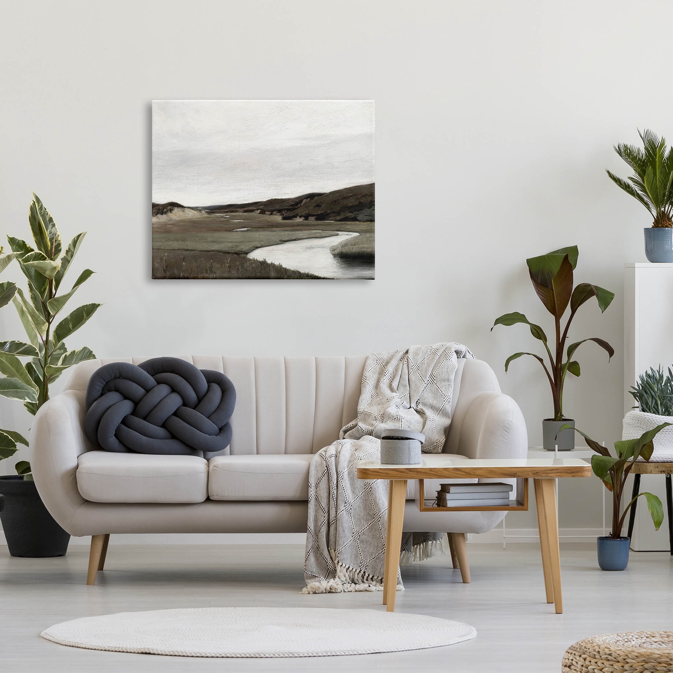 Rural Stream Classic Landscape Landscape Painting Gallery Wrapped Canvas Print Wall Art