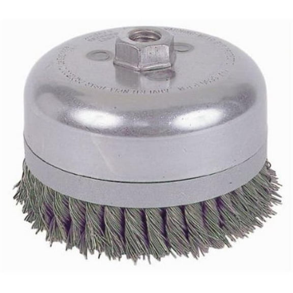 Weiler Knot Wire Cup Brush,Threaded Arbor,6 In. 94028