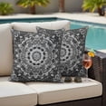 thumbnail image 4 of Gray Boho Floral Outdoor Waterproof Pillow Covers, Vintage Ethnic Tribal Abstract Motifs Decorative Square Throw Pillowcase Sofa Cushion Sham for Patio/Couch/Chair, 20"x20" 2 Pack, 4 of 8