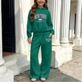 thumbnail image 5 of ITSAME Girls 2-Piece Letter Print Hooded Sweatshirt and Wide Leg Pants Set Fleece-Lined Warm Outfit Size 9, 5 of 6