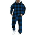thumbnail image 2 of Hearthz Mens Track Suits 2 Piece Set Plaid Fleece Hoodie Baggy Jogger Sweatpants Set Winter Men Sweatsuit, 2 of 6
