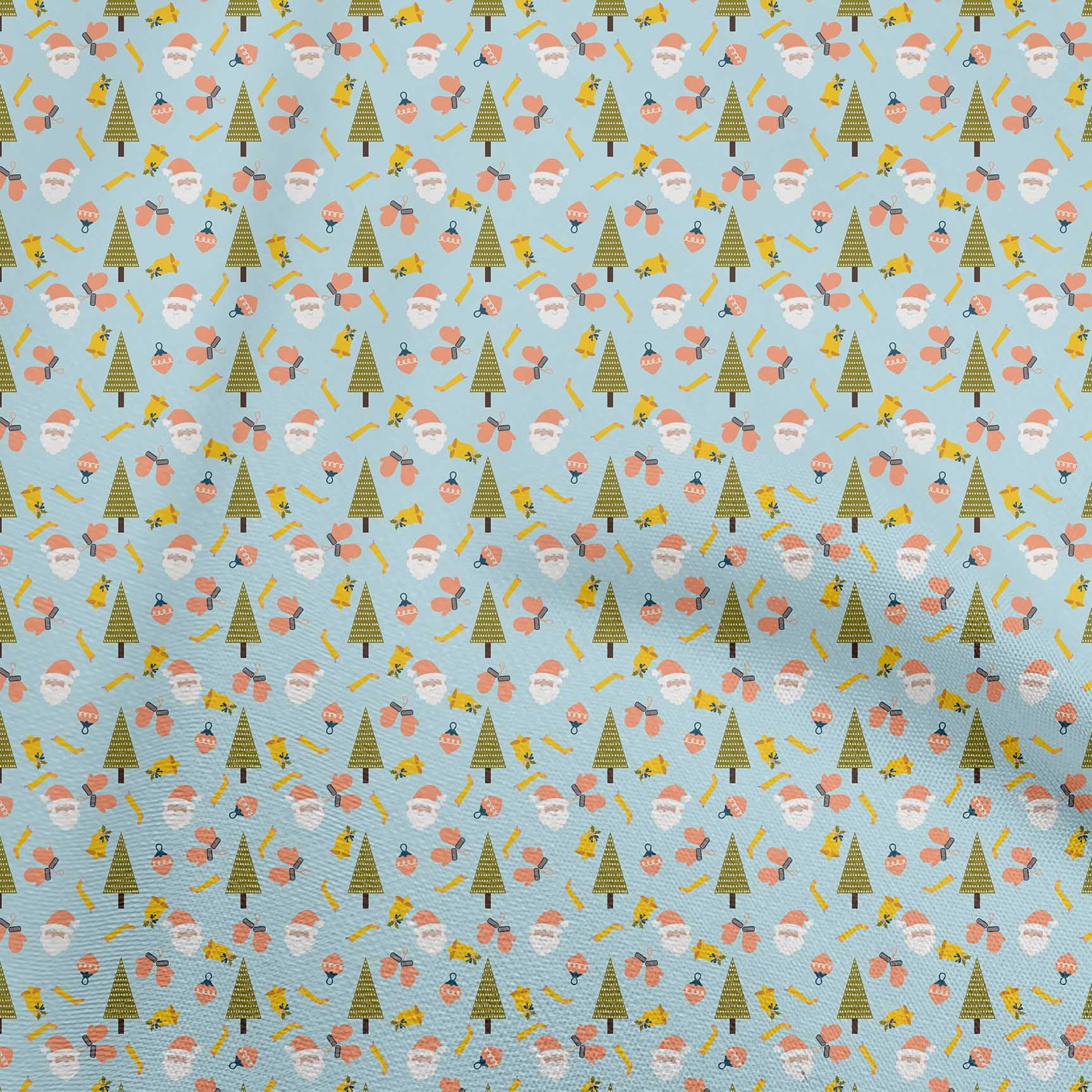 oneOone Cotton Cambric Light Blue Fabric Christmas Dress Material Fabric Print Fabric By The Yard 56 Inch Wide