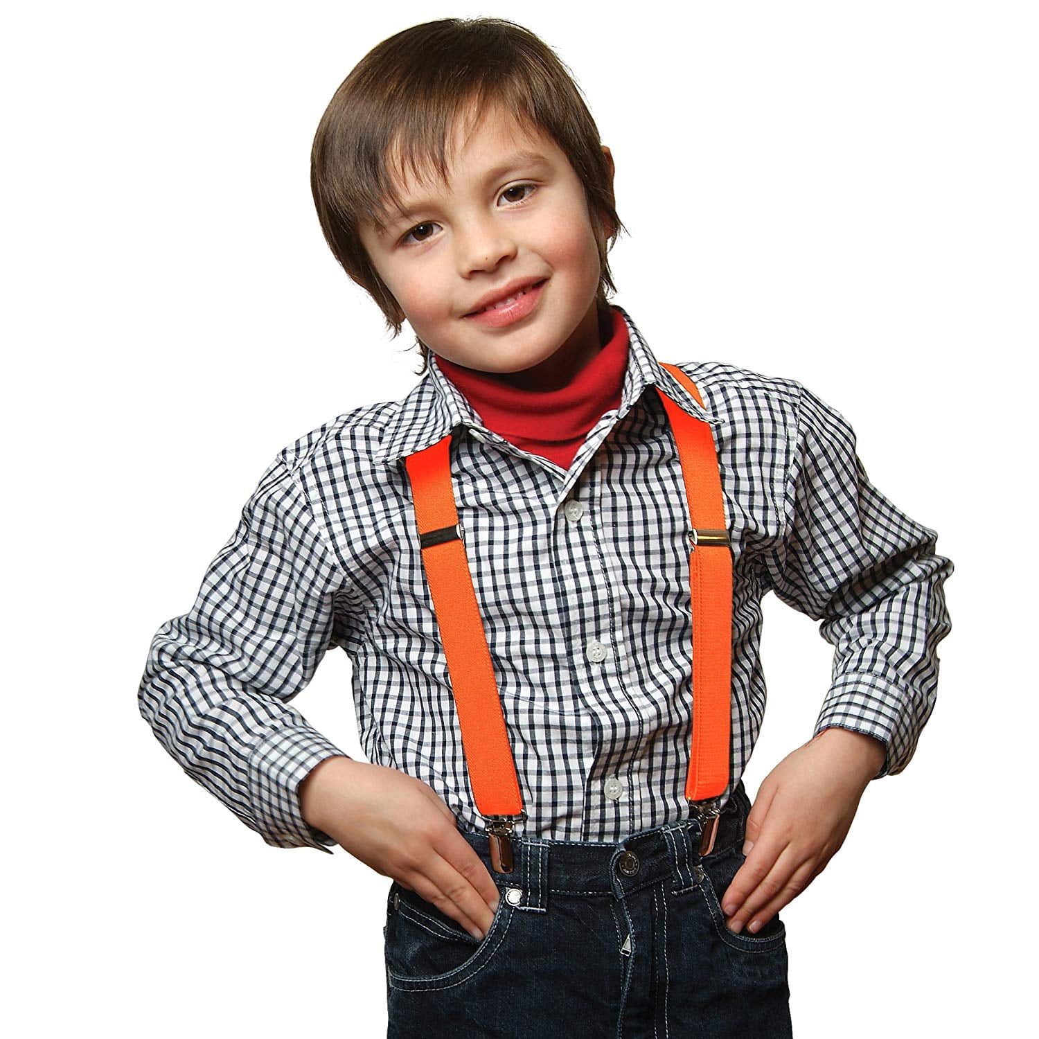 Hold’Em Suspender for Kids Boy Polished Clip Genuine Leather Crosspatch, Perfect for Tuxedo