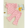 thumbnail image 3 of Bagilaanoe 2Pcs Toddler Baby Girl Pants Set Short Sleeve Floral T-Shirts Tops + Flare Trousers 12M 18M 24M 3T 4T 5T Kids Casual Clothes, 3 of 8