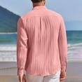 thumbnail image 4 of Huresd Men's Lightweight Casual Button Down Shirts Textured Business Dress Shirts Pink 3XL, 4 of 5