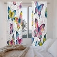 thumbnail image 3 of Colorful Butterfly Kitchen Curtain for Berdoom Living Room Cafe 72 Inch Length, Elegant Pastoral Butterflies Watercolor Tiers Curtains Light Filtering Drapes Window Treatment 2 Panels 52"Wx72"L, 3 of 8