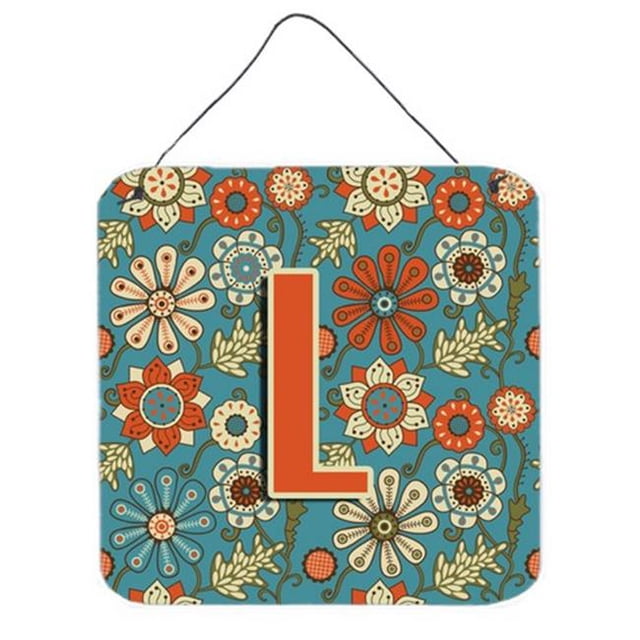 Carolines Treasures CJ2012-LDS66 Letter L Fleurs Rétro Bleu Mur et Porte Suspendus Imprimés