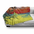 thumbnail image 3 of Flamingo Soft Flannel Fleece Blanket, Flamingos Flying in the Air with Horizon Landscape Illustration Savannah Artwork, Cozy Plush for Indoor and Outdoor Use, 70" x 90", Multicolor, by Ambesonne, 3 of 6
