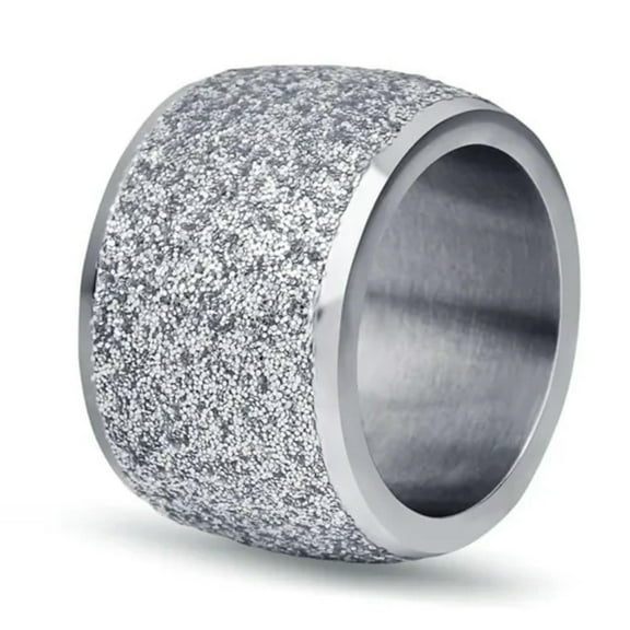 16mm Chunky Rings for Women Sandblasting Surface Stainless Steel Bulky Band 6-10