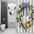 thumbnail image 4 of Farmhouse Style Shower Curtain for Bathroom Decor, Lemon Garland Bow Wood Grain Waterproof Fabric Shower Curtain, 36"x78" Set with 12 Hooks, 4 of 9