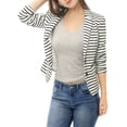 thumbnail image 2 of INSPIRE CHIC Women's Notched Lapel Long Sleeves Button Striped Blazer XS White, 2 of 7