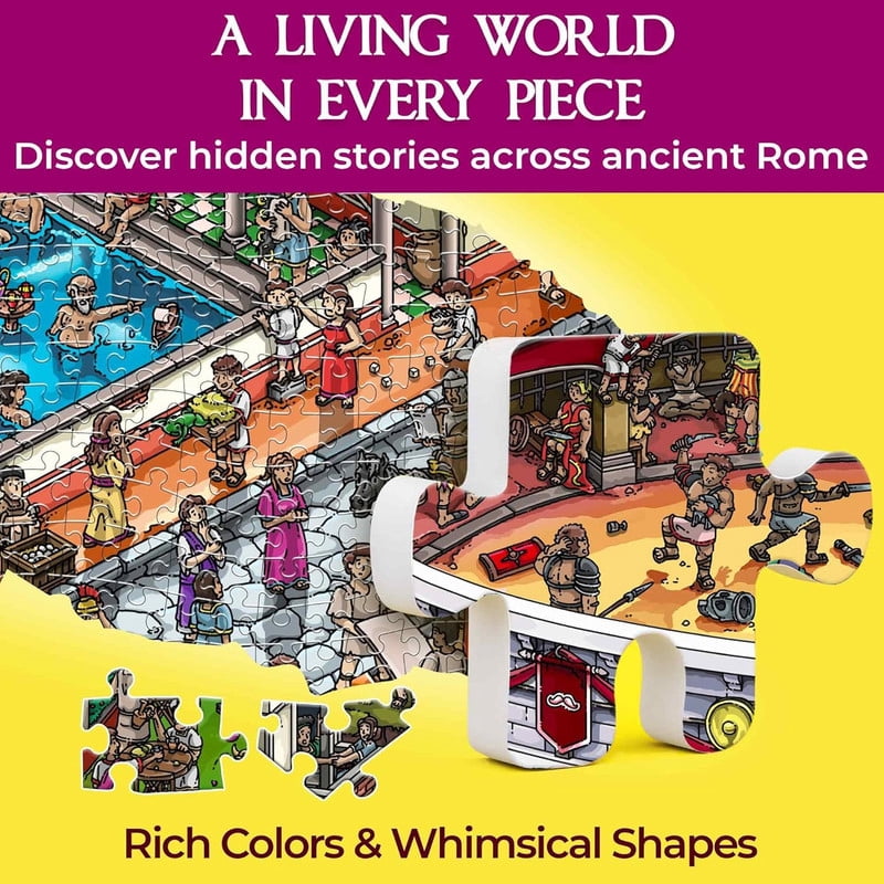 Quokka 1000 Piece Puzzle for Adults – Roman Empire Colosseum Jigsaw – 163 Hidden Mysteries, 2 Secret Envelopes for Immersive Experience