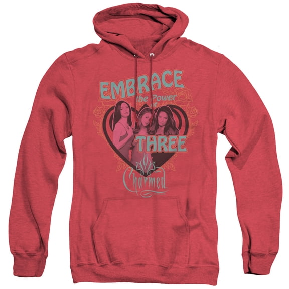 Charmed Embrace The Power Adult Heather Hoodie Sweatshirt Red