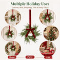 thumbnail image 5 of Christmas Wreaths for Front Door,Norfolk Pine Christmas Wreath with Velvet Bow and Bells,Artificial Norfolk Pine Wreath for Front Door Porch Wall Window Mantel Indoor Outdoor Xmas Decor, 5 of 8