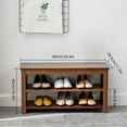 thumbnail image 2 of Modern Shoe Bench Entryway Storage Bamboo Coffee Shelf Rack Hallway Furniture, 2 of 9