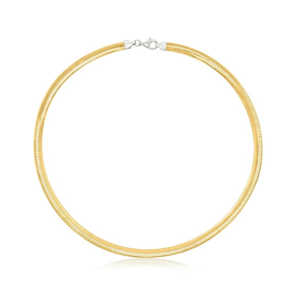 Ross-Simons Italian 6mm Reversible Omega Necklace in Sterling Silver and 18kt Gold Over Sterling, Women's, Adult
