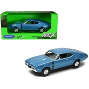 Welly 24024BL 1968 Oldsmobile 442 1 by 24 Scale Diecast Model Car - Blue