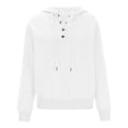 thumbnail image 5 of QUYUON Womens Oversized Hoodies and Sweatshirt 2023 Fall Fashion Casual V Neck Button up Loose Fit Long Sleeve Shirt Drawstring Lightweight Sweatshirts Pullover Tops Winter Sweater Coat White XXL, 5 of 7
