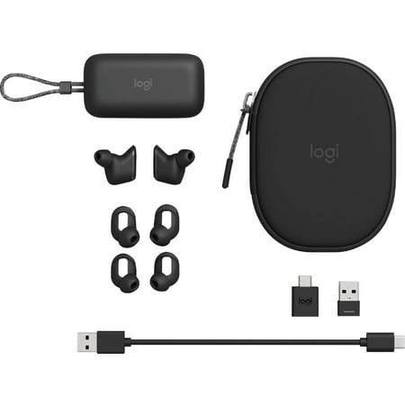 Logitech - Zone True Wireless Bluetooth Earbuds - Black