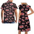 thumbnail image 5 of Garronmavis UK Flag Couples' Outfits Husban and Wife Clothing Men's Button Up Shir Plus Size Summer Beach Blouse Womens Short Sleeve Dress Casual A-Line Party Sundress, 5 of 7