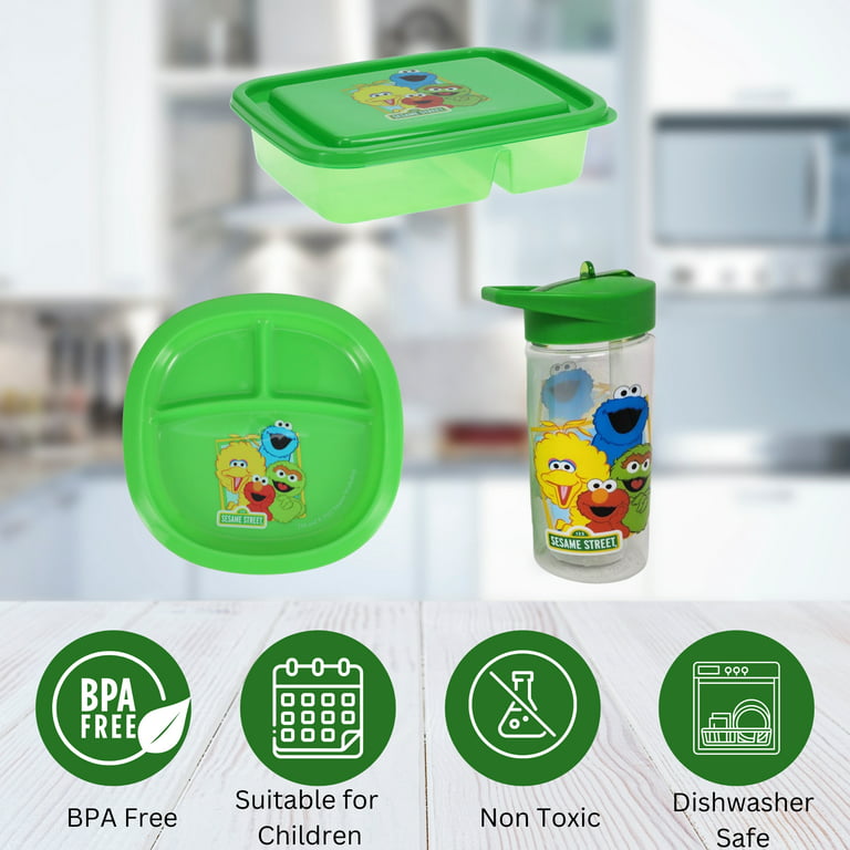Sesame Street Elmo Lunch Box Kit for Kids Includes Red Bento Box and Tumbler with Straw BPA-Free Dishwasher Safe Toddler-Friendly Lunch Containers