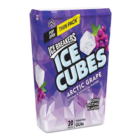 Ice Breakers Cubes Arctic Grape flavored Sugar Free Chewing Gum Thin Pack, 1.62 oz