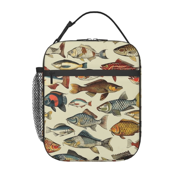 Fishing Theme Lunch Bag Portable Thermal Lunch Box for Men and Women
