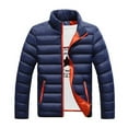 thumbnail image 5 of WTOBBY Men's Short Padded Jacket, Stand Collar Casual Quilted Coat with Solid Color Design, Lightweight Warmth for Fall Winter Urban Style,Navy M, 5 of 5