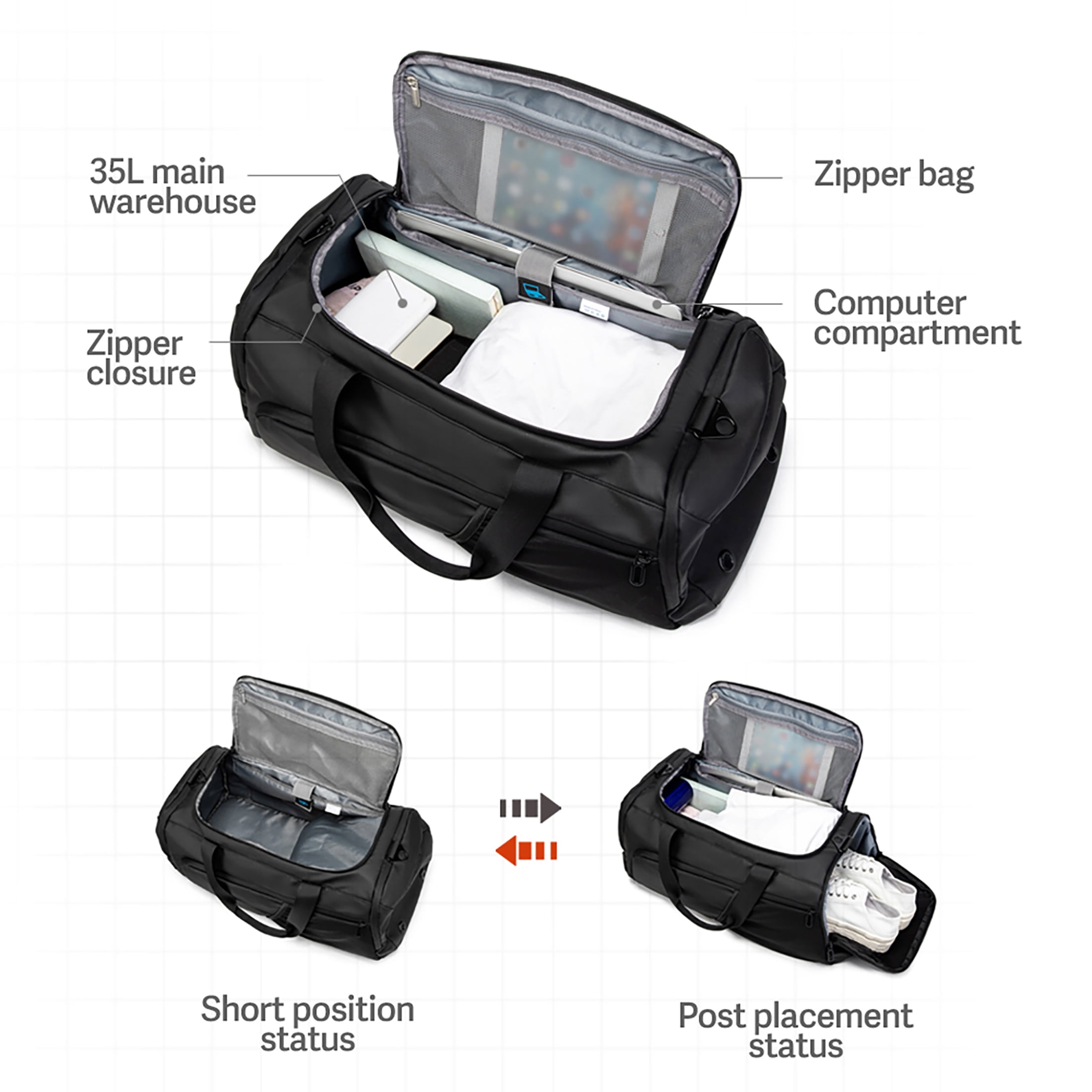 NINGKIN 40L Gym Duffle Bag with Shoe Compartment, Waterproof Travel Sports Bag with Wet Pocket, Laptop Sleeve and Water Bottle Holder