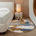 thumbnail image 3 of Brown Blue Abstract 3ft Area Rug, Ombre Vintage Oil Painting Modern Art Washable Non-Slip Small Round Rugs for Entryway Bedroom Kitchen, Soft Circle Carpet for Dining Room, Playroom Nursery Rug, 3 of 9