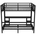thumbnail image 6 of Black Metal Queen Over Twin XL Bunk Bed/Loft Bed with Desk, Shelves, LED, USB, Foldable into Sofa for Study, Work & Leisure, 6 of 9