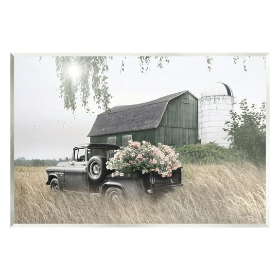 Stupell Industries Barn & Truck with Florals Landscape Photography Unframed Art Print Wall Art, 15 x 10