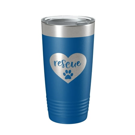 

Rescue Dog Tumbler Love Heart Travel Mug Gift Insulated Laser Engraved Coffee Cup 20 oz Royal Blue