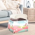 thumbnail image 5 of Foldable Fabric Storage Bin With Handle Collapsible Basket Box Storage With Lid Organizer Sky Green Grass & Flower Fields, 5 of 7