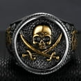 thumbnail image 4 of YAZI Stainless Steel Antique Vintage Skull Pirate Knife Death Halloween Cocktail Party Biker Ring, 4 of 5