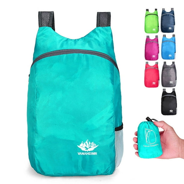 Mochila de Senderismo Ultraligera y Plegable | Mochila Impermeable para Viajes, Acampadas y Actividades Al Aire Libre | Diseño Compacto y Plegable con Nailon 30D y Múltiples Bolsillos