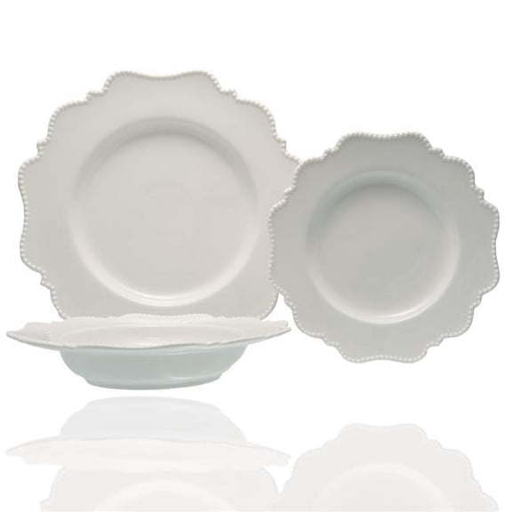 Red Vanilla PP100-018M Pinpoint White Dinner Set - 18 Piece